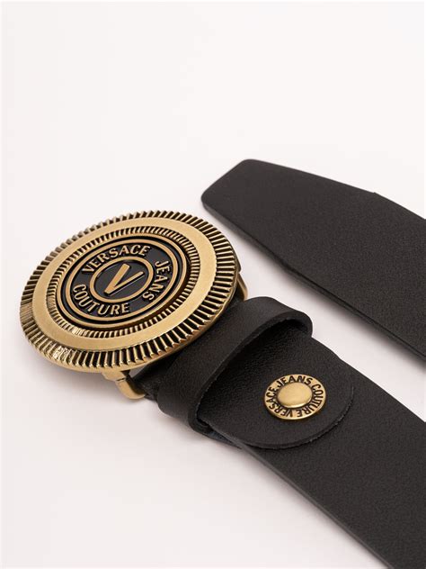 logo versace ricambio per cinture|Cintura in pelle con logo in Nero .